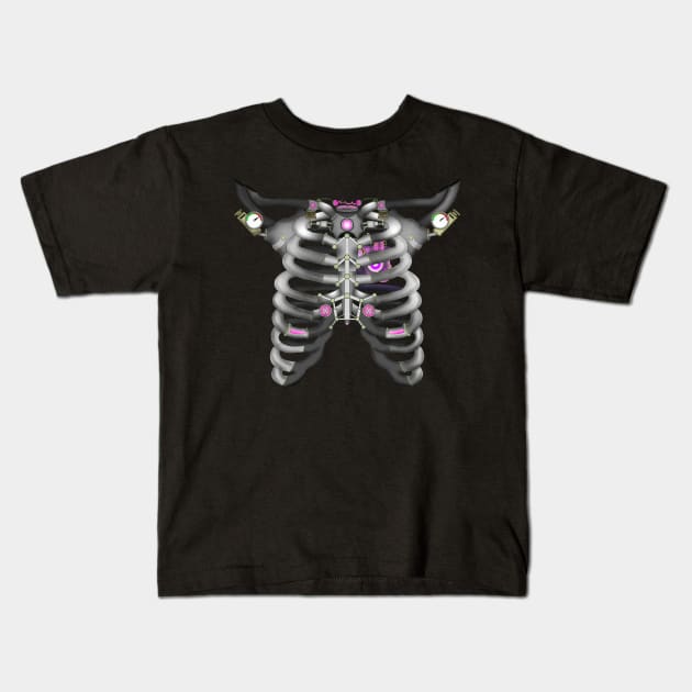 Machine Skeleton (Pink Variant) Kids T-Shirt by NGM